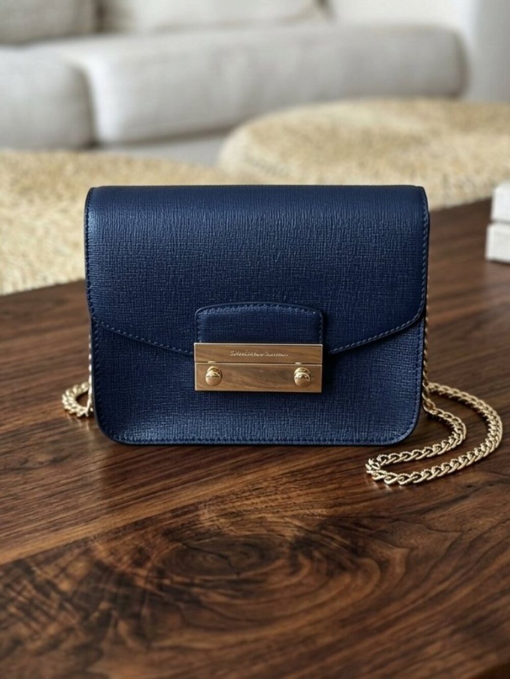 Authentic Furla Metropolis Mini Crossbody Bleu Bag